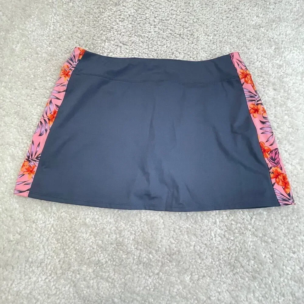 Tommy Bahama Golf Tennis Pickleball Skort Blue Pink Floral Panel